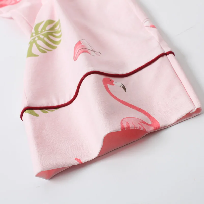 Flamingo Spausdinimo Pižama Medvilnės ilgomis Rankovėmis Pižamos Moterims Turn-žemyn Apykaklės Pijama Mujer Loungewear Sleepwear Namų Drabužiai