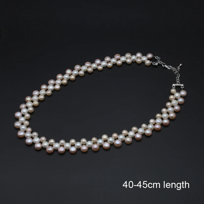 Trijų eilučių sluoksniuotos perlų vėrinį,vestuvių natūralių gėlavandenių perlų vėrinį jubiliejų dovana