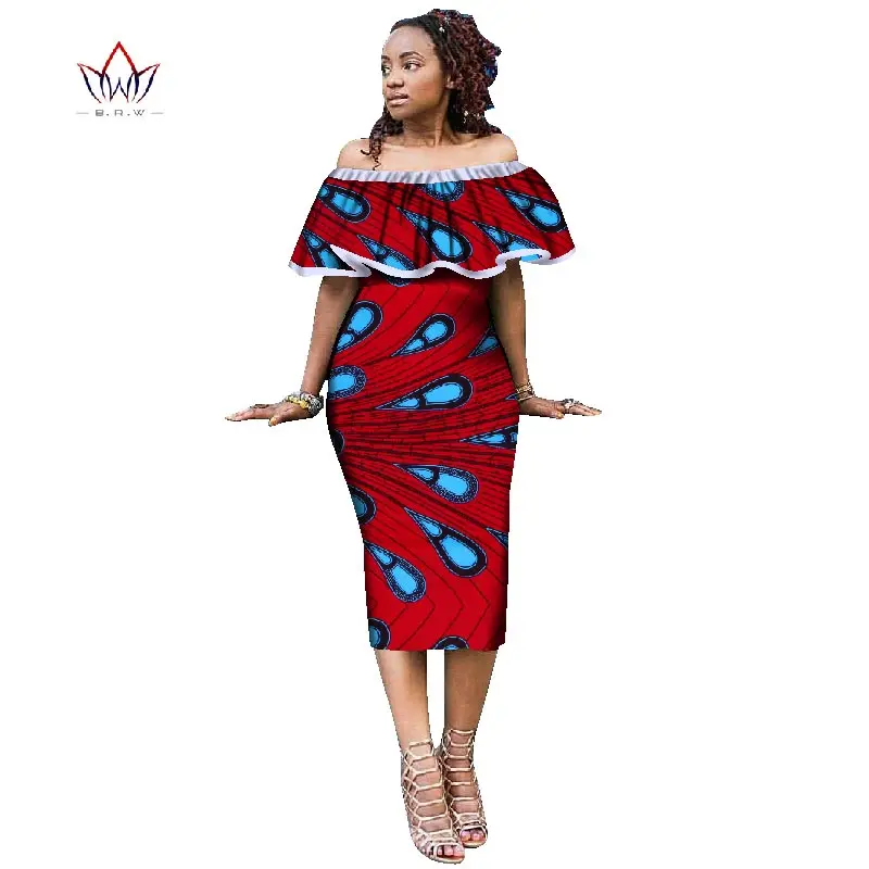 Afrikos Suknelės Moterims Afrikos Stilius Spausdinti Plius Dydis Moterų Drabužiai Šalies Susiėmę Suknelės Ponios Sexy Klubas Suknelė WY1868