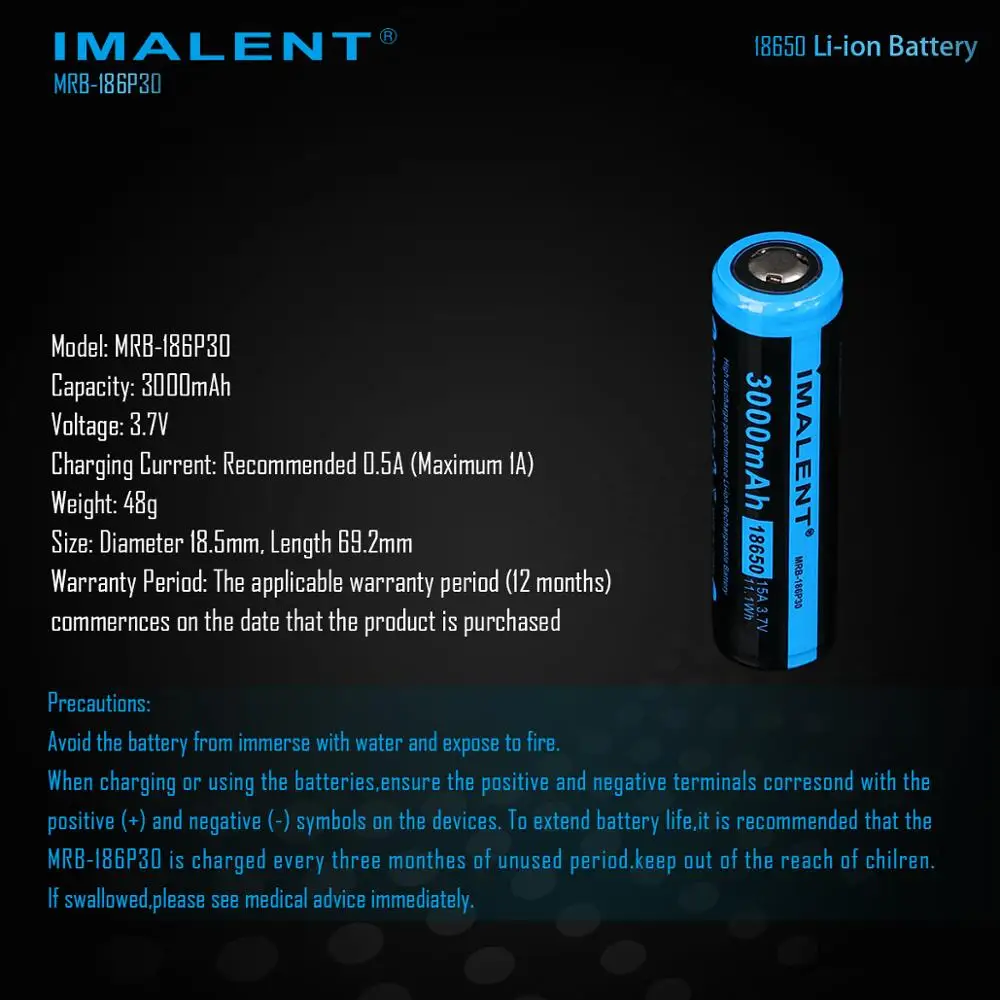 IMALENT Originalus Galinga Baterija, Li-ion Akumuliatorius 18650 3000mAH Žibintuvėlis Reikmenys, Tinkami HR70/RT70/DM21C