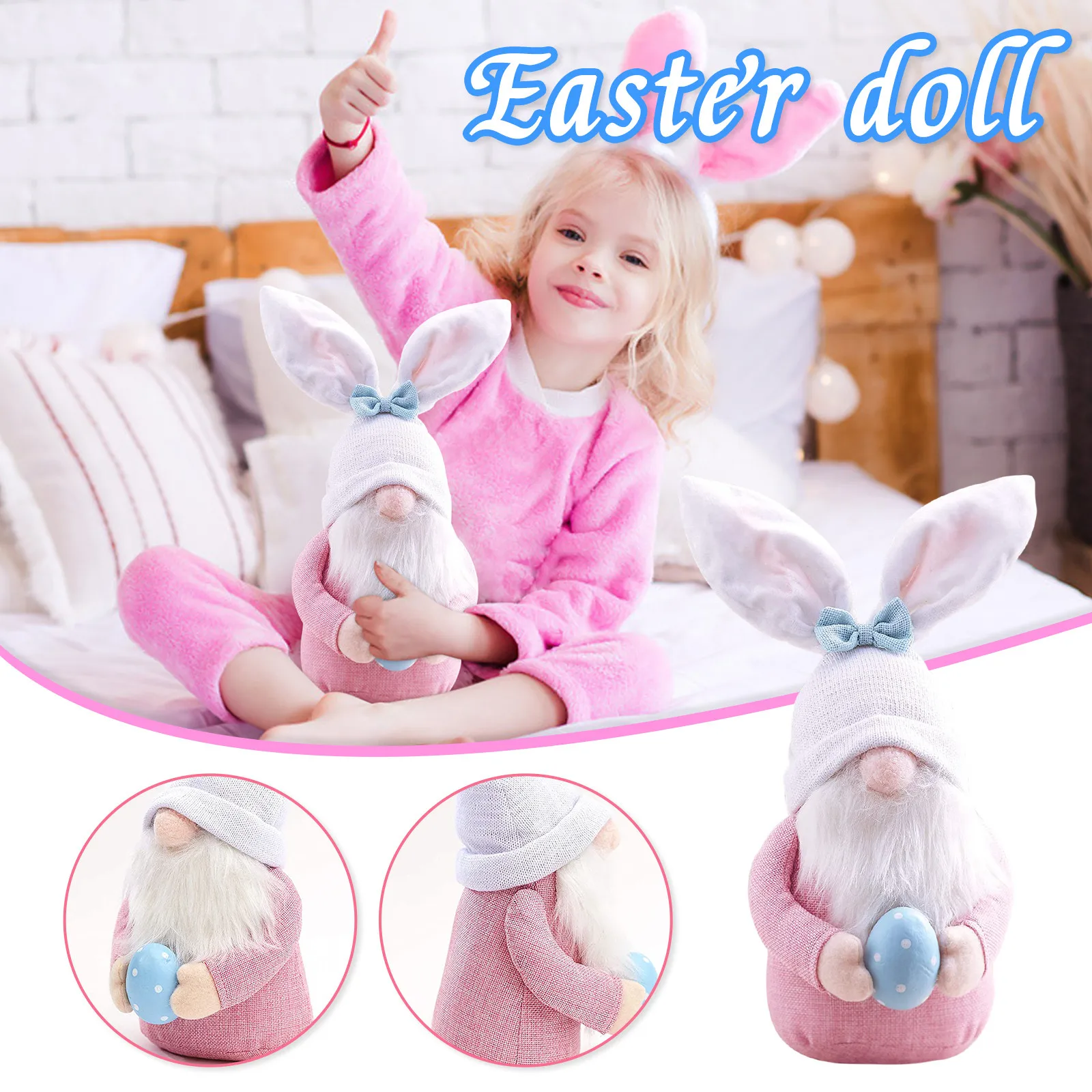 Linksmų Velykų, Gražių Lėlės Triušis Pliušas Žaislai Vaikams Bunny Easter Miegamojo Kambarį Darbastalio Apdaila Stovi Po Beveidis Lėlės