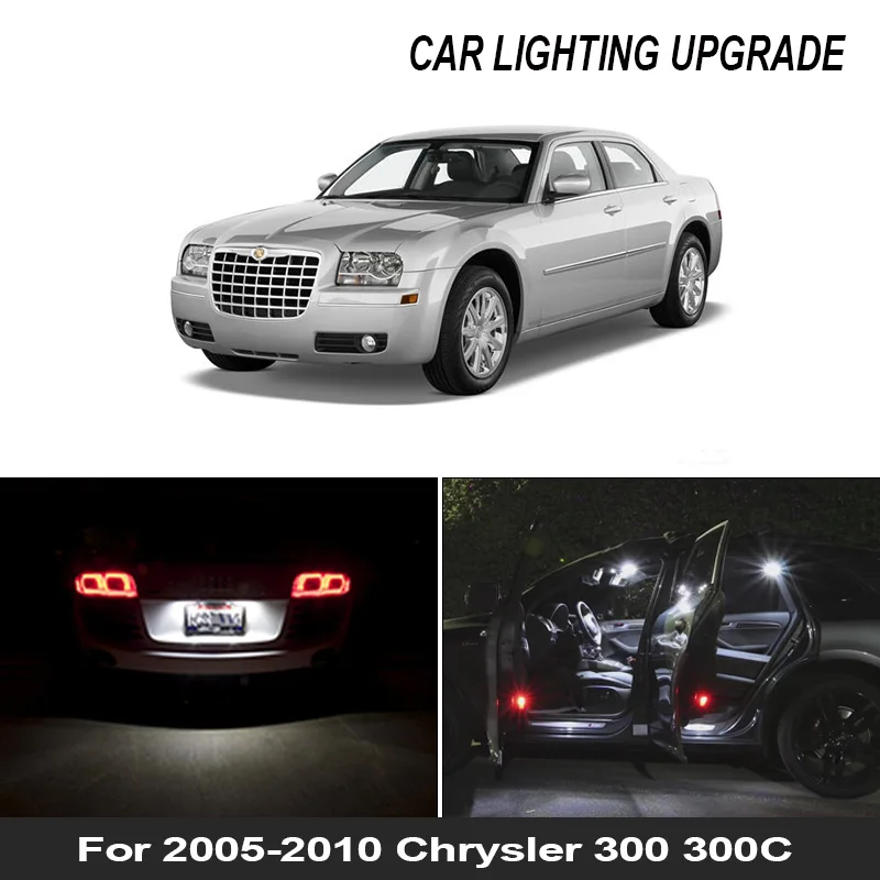 17x Canbus Klaidų Baltas Led Interjero Paketas Rinkiniai, Žibintai 2005-2010 M. Chrysler 300 300C Žemėlapis Dome Licenciją Plokštelės Lemputės