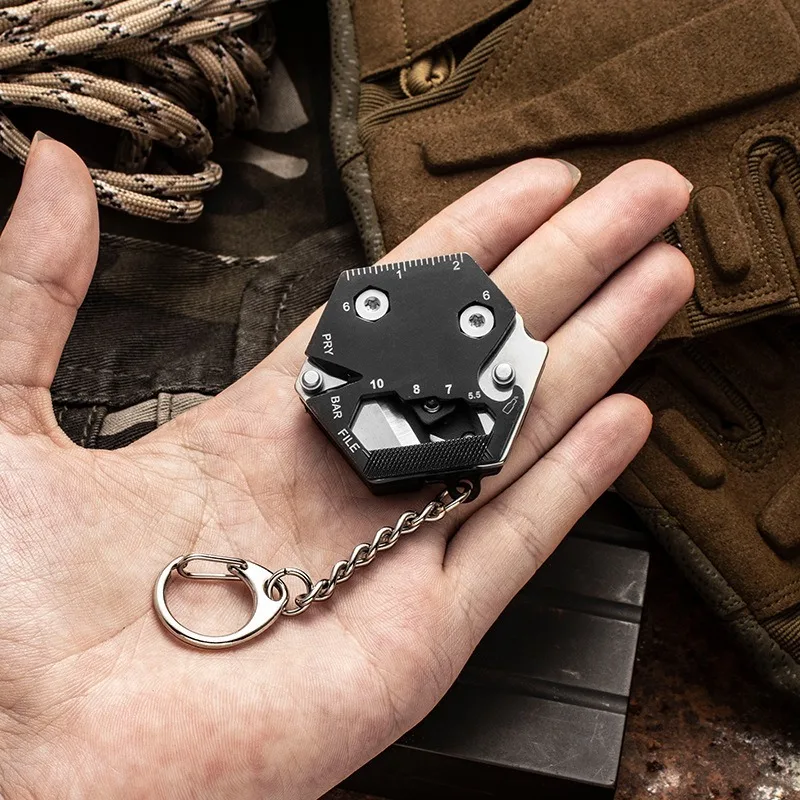 Naujas EDC Mini Pocket Lauko Daugiafunkcį Sriegimo Įrankį Keychain Pakabukas Sulankstomas Peilis Išgyvenimo savigynos Priemonės Lašas laivybos