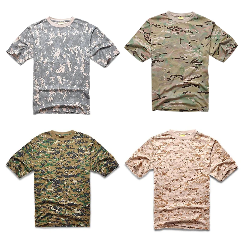 Naujos Lauko Kamufliažas T-shirt Vyrai Kvėpuojantis Armijos Taktinis Kovoti Marškinėliai Karinės Sausas Camo Stovykla Tees Medžioklės Drabužiai, Marškinėliai