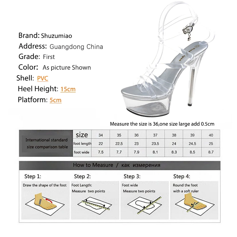 Moterų sandalai Aukšti kulniukai 2020 15cm sandalia Cross-StrapTransparent Kristalų Mados Platforma, Plonas Kulnas pole dance moteris batai