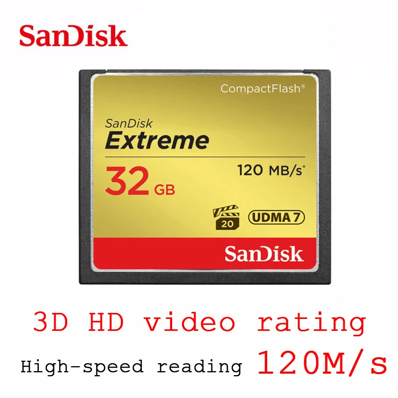 SanDisk Extreme Atminties kortelė 16GB 32GB 64GB 128 GB compact flash kortelės Class10 120M/s CF kortelė 4K ir 