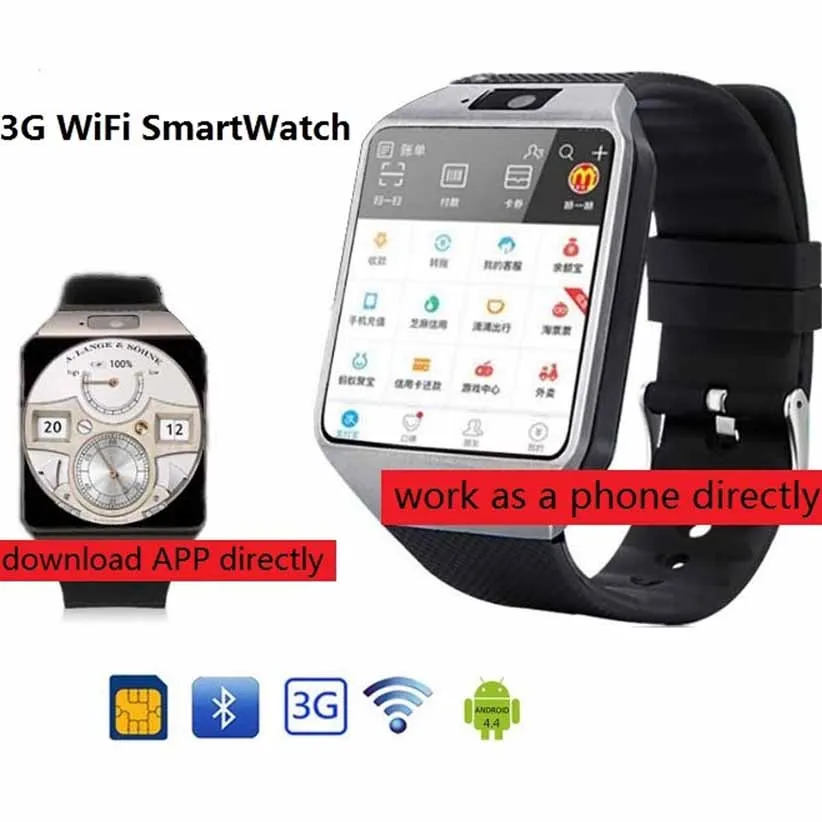 3G WIFI Smart Žiūrėti 4GB ROM Sporto Facebook/Twitter/WhatsApp Interneto QW09 