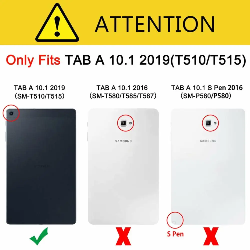 Prabanga Case For Samsung Galaxy Tab 2019 10.1 colių T510 T515 SM-T515 T510 Padengti Funda Tablet PU Odos Stovėti Shell+Filmas+Rašiklis