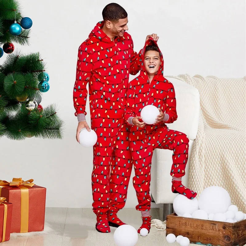 Žiemos Šeimos Kalėdų Onesie Pižama Mados Mielas Gobtuvu Pižama Sleepwear Motina, Tėvas, Vaikai, Naktiniai Drabužiai Atitikimo Komplektus 2020 M.