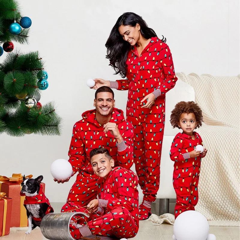 Žiemos Šeimos Kalėdų Onesie Pižama Mados Mielas Gobtuvu Pižama Sleepwear Motina, Tėvas, Vaikai, Naktiniai Drabužiai Atitikimo Komplektus 2020 M.