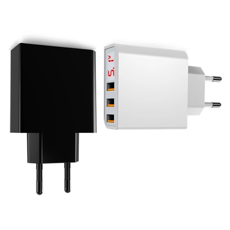 GUSGU LED Skaitmeninio 3 Prievadų USB Įkroviklis Universalus ES Plug Sienos Mobiliojo Telefono Įkroviklį 