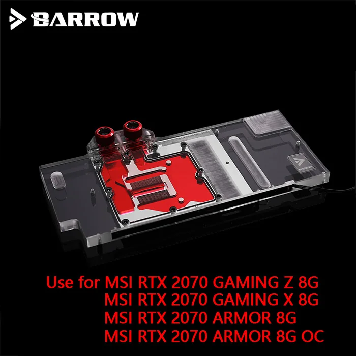 BARROW Vandens Bloko naudoti MSI RTX2070 ŽAIDIMŲ Z 8G/ŽAIDIMŲ X 8G /ŠARVAI 8G/ Support Originalus Backplate 5V 3PIN Antraštė RGB