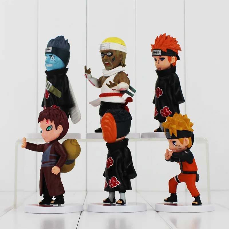6Pcs/daug Anime Naruto Uzumaki Naruto Uchiha Obito Gaara Yahiko PVC Pav Žaislų Kolekcionavimas Modelio Duomenys Nemokamas Pristatymas