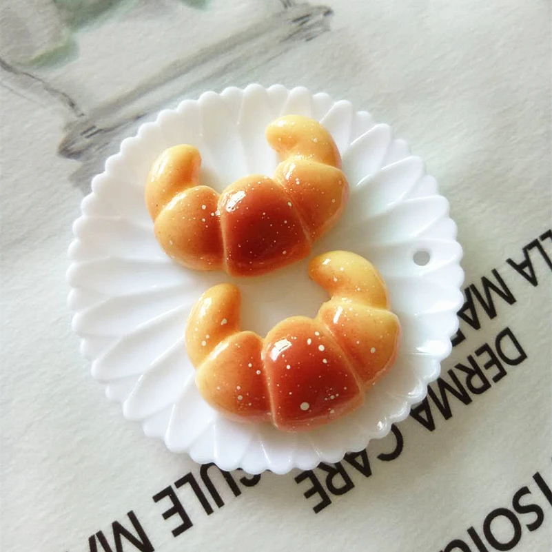 Tanduzi 20PCS Dervos Maisto Cabochon Miniatiūriniai Croissant Duona Lėlių Reikmenų Imitacija Maisto 