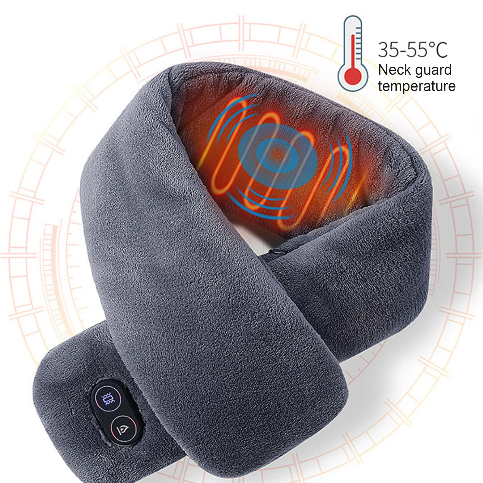 Unisex Šiltas Smart Temperatūros Kontrolės Keturi Masažo Režimai Įkrovimo Šildymo Šalikas