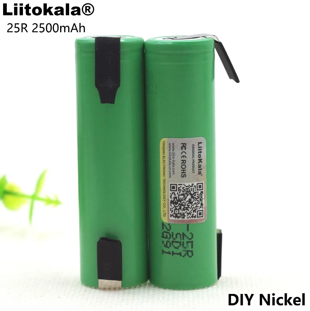 3PCS Liitokala 18650 25R 2500mAh ličio baterija 20A nuolat išlydžio galios elektroninių baterija +PASIDARYK pats Nikelio lakštai