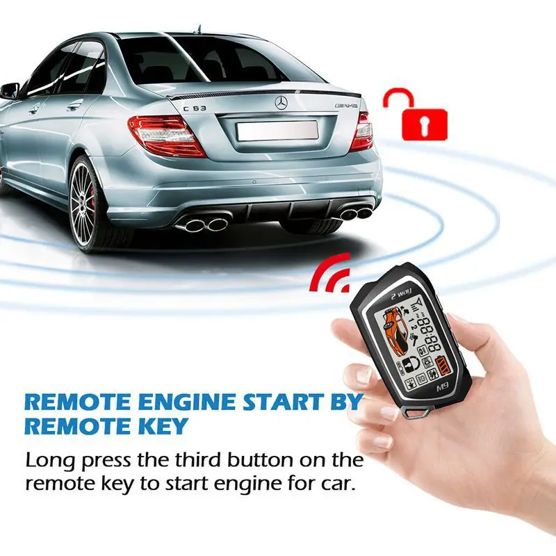 Vienas Mygtukas Start Stop, 2-Way Automobilių Signalizacijos Su Autostart Nuotolinio Valdymo Variklį Išmanusis Telefonas 