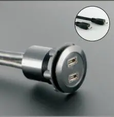 22mm 2 sluoksnis MICRO USB Panel mount kištukinis lizdas su 60cm kabelis (2* mikro USB2.0 Moterų pakeisti, kad Vyras su 2* 60cm kabelis)