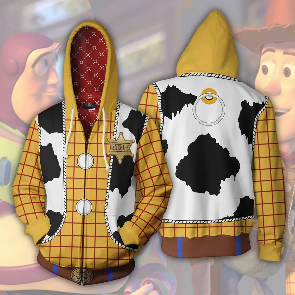 Woody Buzz Lightyear 3D Spausdinimo Palaidinukė Hoodies Filmą, Animacinį Cosplay Kostiumas Moterims, Vyrams, Drabužiai Gobtuvu, Užtrauktukas Iki Striukės, Paltai