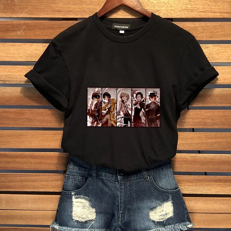 2020 Naujų Anime Bungou Benamių Šunų Atsushi Dazai Marškinėliai Moterims Gerbėjai hort Rankovėmis Viršūnes Vasaros Streetwear Hip-Hop