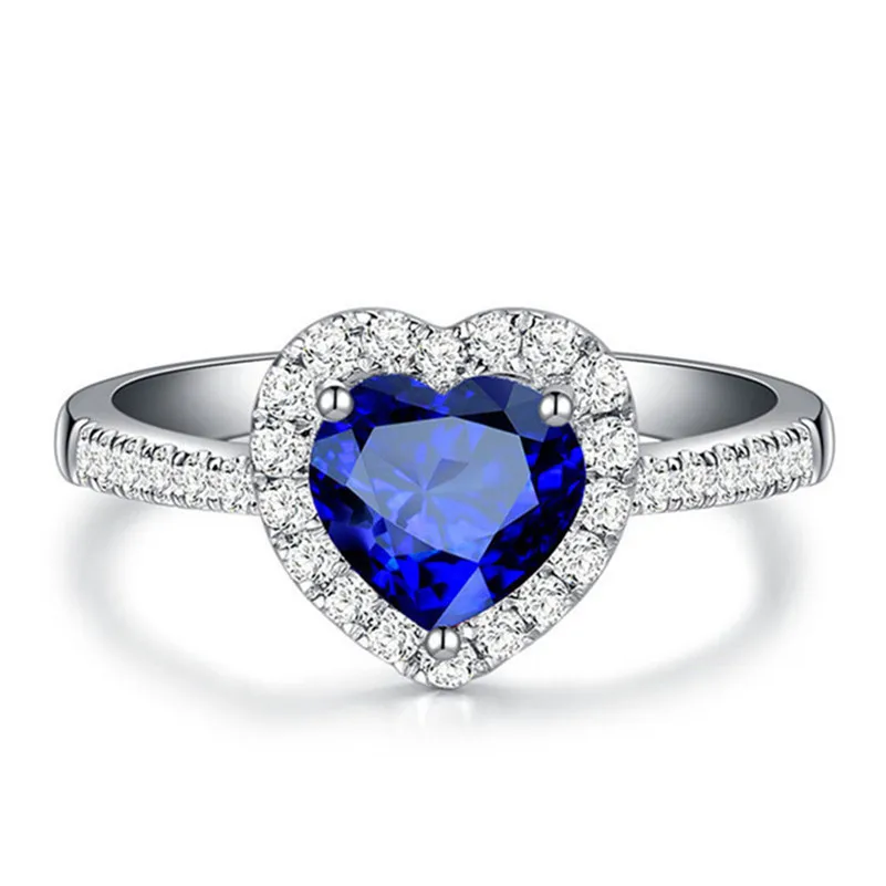 Realus Fizinis Safyras S925 Sterlingas Sidabro Fine Jewelry Širdies Žiedai Moterų Vestuvės Vestuvinis Žiedas Priedai Bijoux Bague
