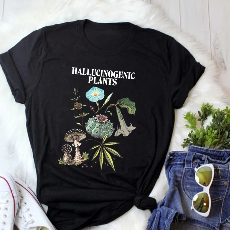 Hahayule-JBH Unisex Haliucinogeninių Augalų T-Shirt Hipsters Vintage Mados Marihuanos Grybų Tee