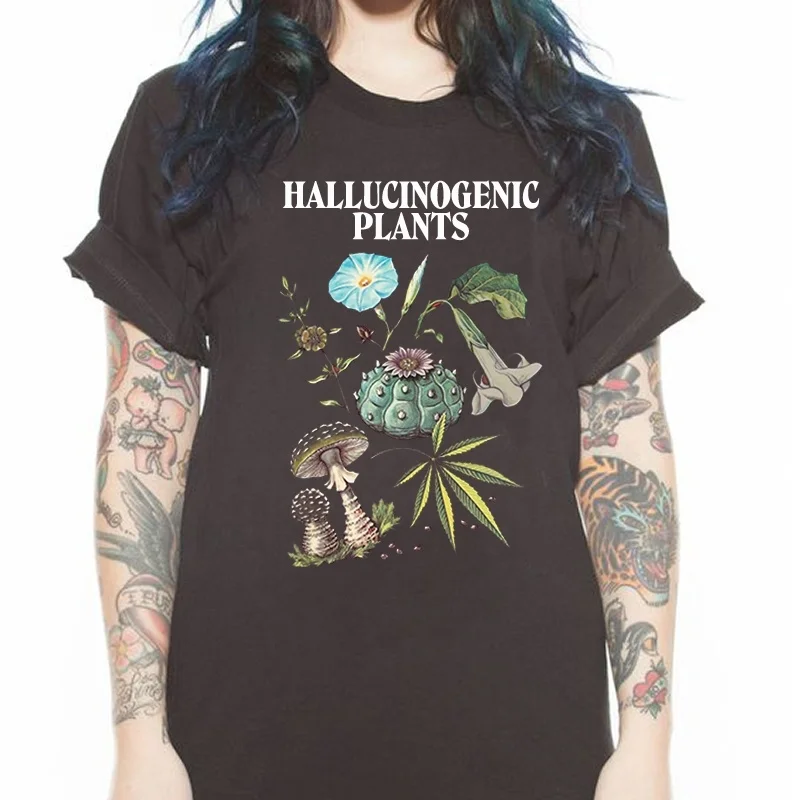 Hahayule-JBH Unisex Haliucinogeninių Augalų T-Shirt Hipsters Vintage Mados Marihuanos Grybų Tee