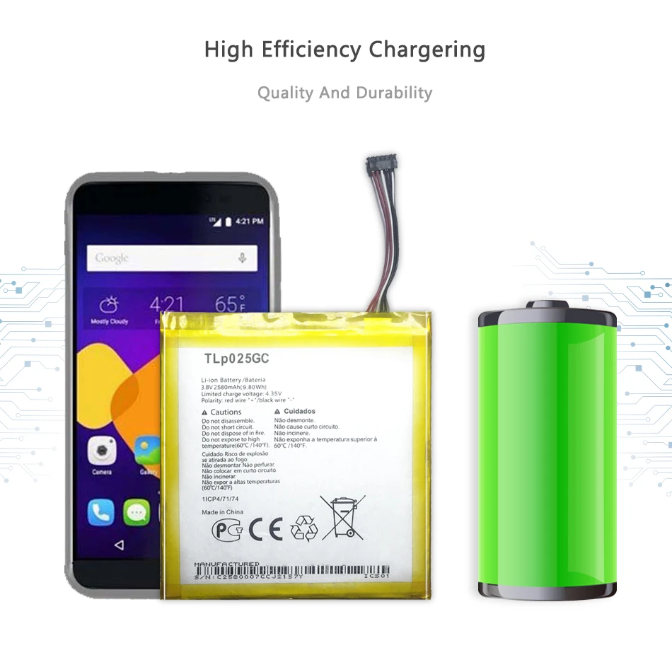 TLP025GC 2580mAh Pakeitimo Baterija Alcatel One Touch Pixi 4 (7) 3G 9003X 9003A Sekimo Numerį
