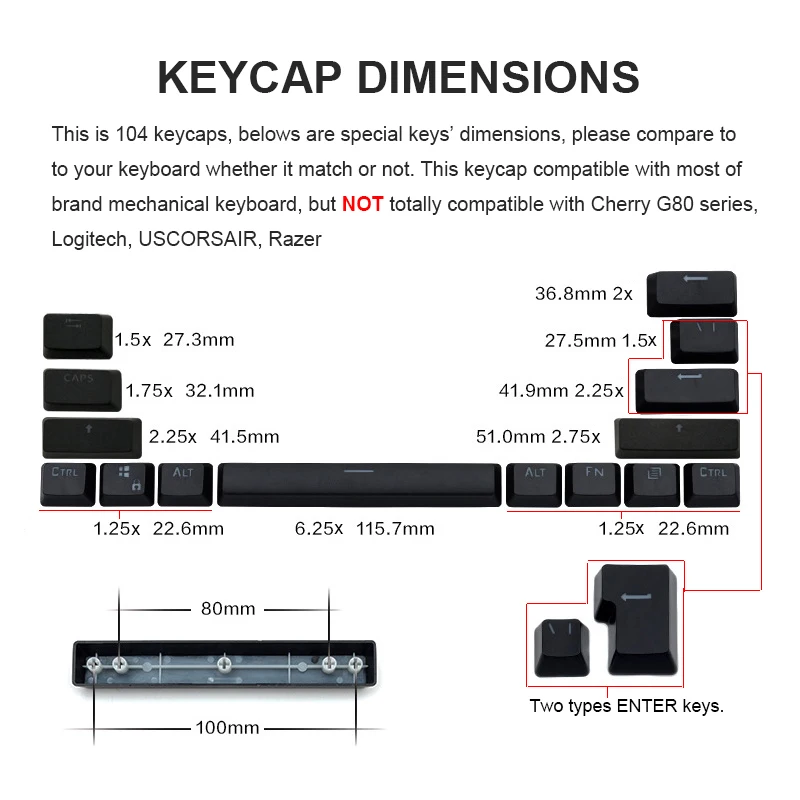 Rusijos Keycaps už Mechaninė Klaviatūra Suderinama su MX Jungikliai 
