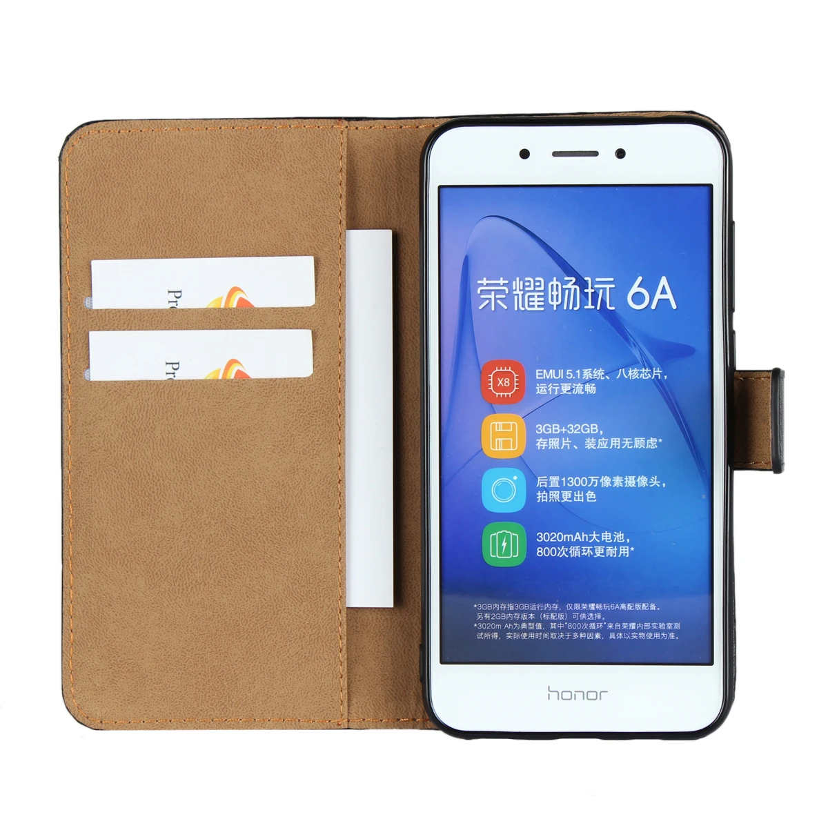 Premium Odos Flip Cover Prabanga Piniginę, Telefoną atveju Huawei Honor 6A kortelės turėtojas dėklas telefono korpuso GG