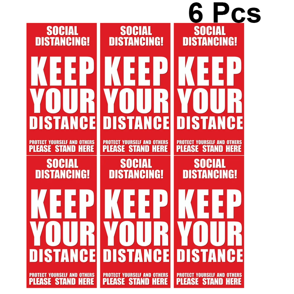 6Pcs Socialinis Atskyrimas Modelis Lipdukas Lipni, Ne slydimo aplink Grindų Lipdukas, Decal (Raudona)