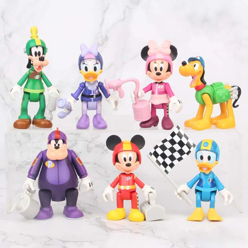 2/4/6/7PCS Disney Mickey Mouse Minnie Mouse ančiukas Donaldas, Daisy Duck Rinkimo Veiksmų Skaičius, Lėlės Mielas Peliukas Žaislų Rinkinys Vaikams Dovanų