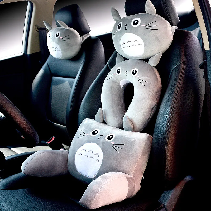 3Pcs/Set Mielas Animacinių filmų Gyvūnų Totoro U Kaklo Pagalvė+Juosmens Pagalvę+Galvos Pagalvę sėdynės atlošo juosmens pagalvėlė Automobilių pagalvė