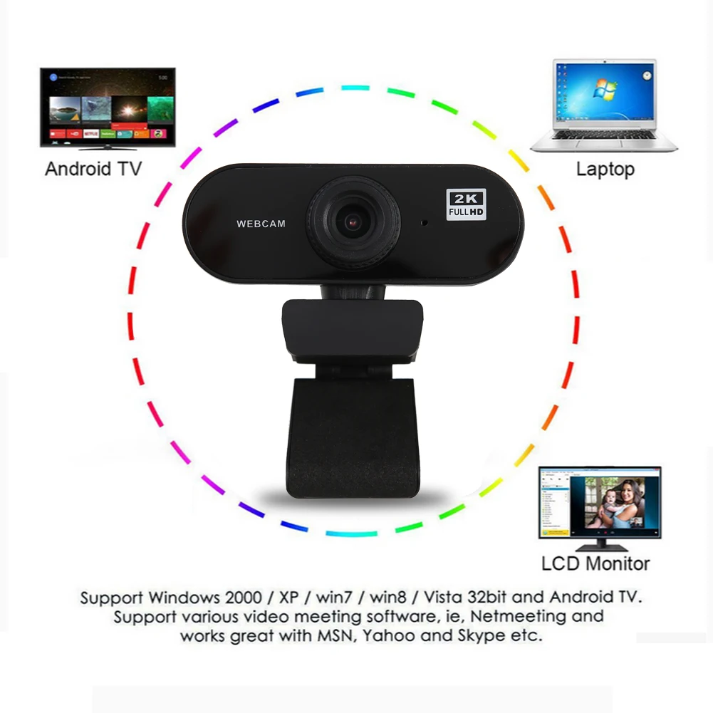 Plačiaekranis Video Darbas Namų Reikmenys 2K HD Kameros su Mic USB Tvarkyklės Nemokamai Plug N Play 