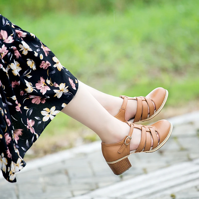 Moterų sandalai 2020 metų vasaros Oksfordo ponios butas natūralios odos pleištai derliaus platforma dvigubai sagtis juoda avalynė moterims basutės