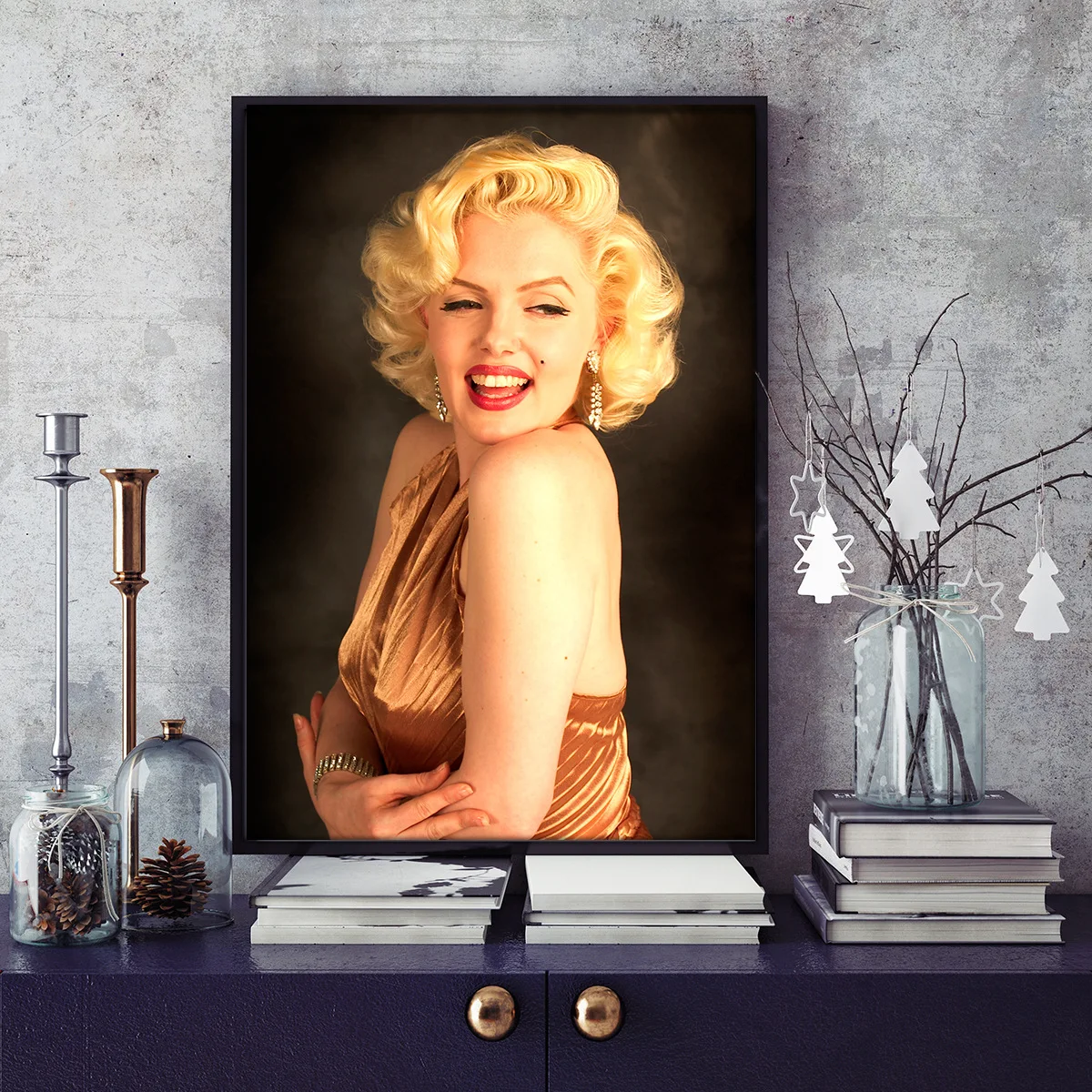 Kino žvaigždė Marilyn Monroe šiuolaikiškos sienų tapybos namo apdaila, gyvenamasis kambarys ir miegamasis spausdinimo drobės tapybos freskos meninis plakatas