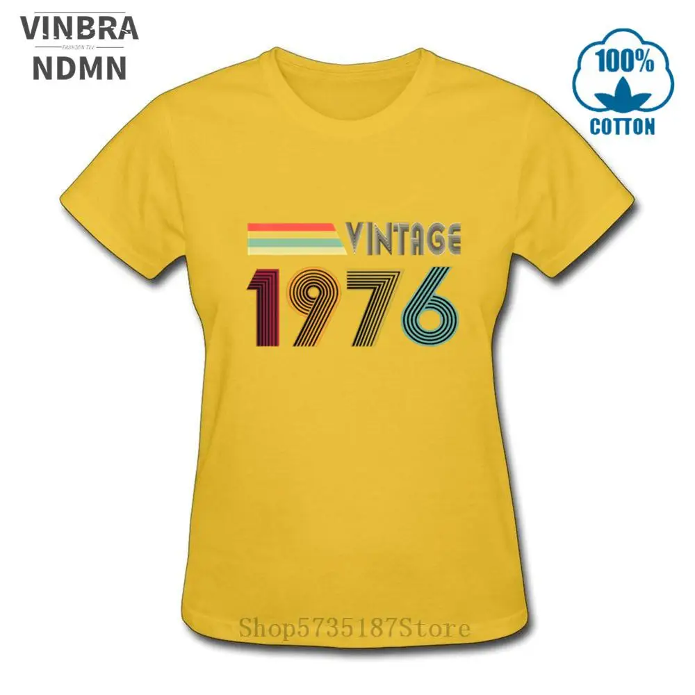 Retro 70 Derliaus 1976 Marškinėliai moterims Mados Gimęs 1976 metais T-shirt moterų Gimtadienio dieną, Motinos dieną Padėkos Dovana Slim fit marškinėlius
