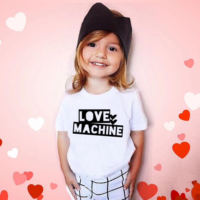 Funny Valentine ' s kids marškinėliai Valentino Vaikai Mažai Meilės Mašina t-shirt Valentino Dieną Vaikai Mažai Meilės Mašina mergaičių Marškinėliai