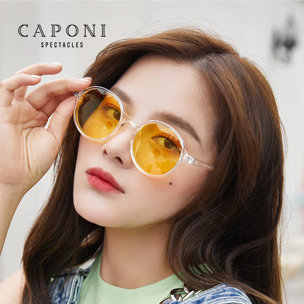 CAPONI Apvalūs Akiniai nuo saulės Moterims 2020 Naujas Prekės ženklas Dizaineris Moterų Akiniai Poliarizuoti UV Apsaugoti Derliaus Lady Saulės akiniai 31022
