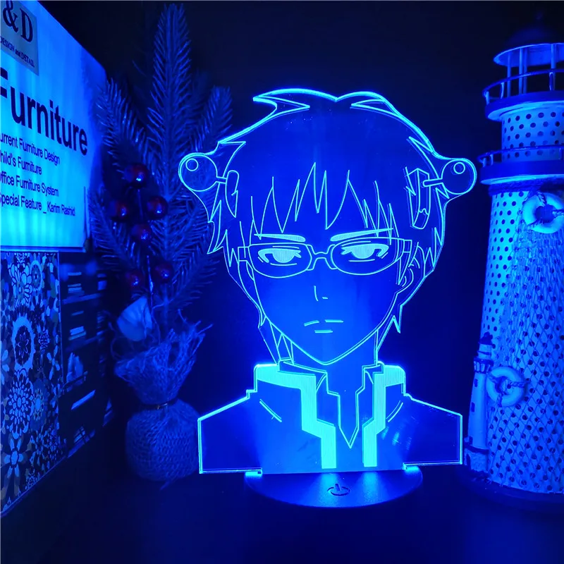 Anime Pragaištingą Gyvenimo Saiki K LED Nakties Šviesos Kūrybinis Prisilietimas Spalva Keičiasi Stalo Lempa Miegamojo Puošmena naktinė lempa