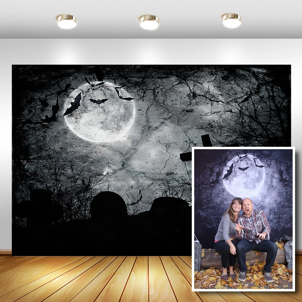 Helovinas Šalis Fotografijos Fone Black Forest Mėnulio Nuotrauka Rekvizitai Studija Stendo Fone Gpgb Kryžiaus Fone