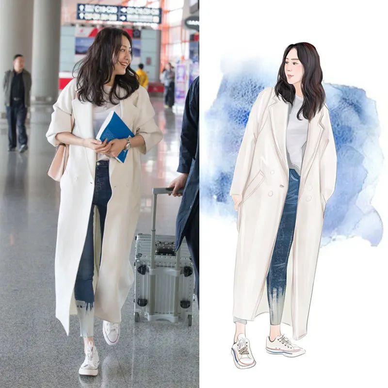 Nauja Rudens Moterys Kailis Harajuku Streetwear Moterų Drabužiai Korėjos Plius Dydis Aksomo Švarkas Vilnos Kailis Baltas Vilnonis Paltas Moteriška