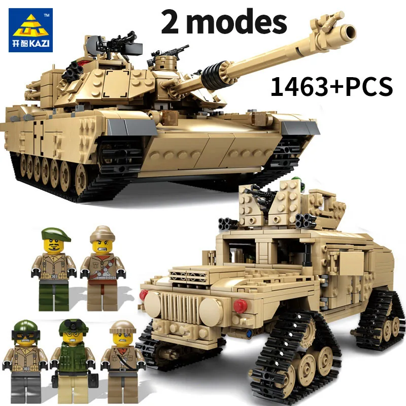 KaZi M1A2 Abrams Tankai Rinkiniai Karines JAV Armijos Pasaulinio Karo 2 WW2 Patrankos Rinkiniai Blokai Žaislai Vaikams