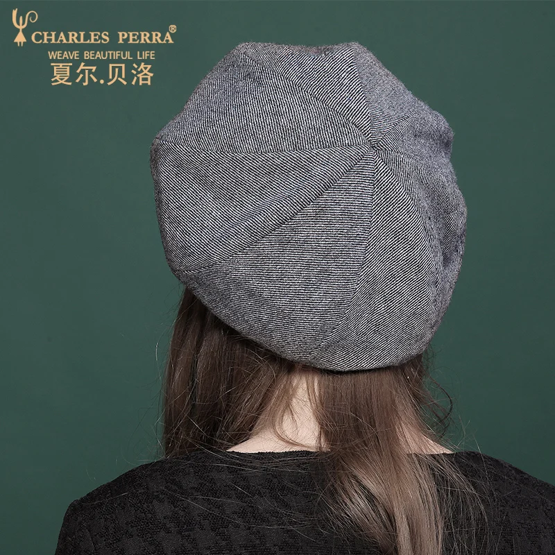 Charles Perra Moterų Skrybėlę 2020 Nauja Vata Beretės Mados Elegantiškas Korėjos Versija Išlaikyti Šiltas Žiemą Kepurės Kepurės Moterų 4273