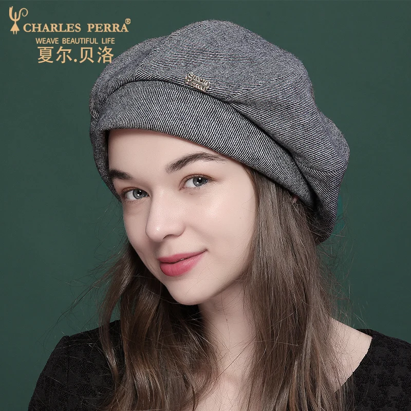 Charles Perra Moterų Skrybėlę 2020 Nauja Vata Beretės Mados Elegantiškas Korėjos Versija Išlaikyti Šiltas Žiemą Kepurės Kepurės Moterų 4273