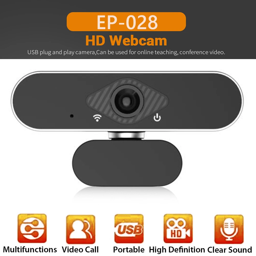 1080P Full HD Kamera su HD Mikrofonas, USB Tvarkyklė Nemokama Interneto vaizdo Kamera 