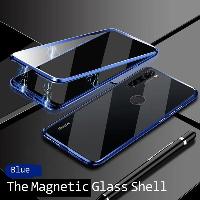 Magnetinio Telefoną Atveju Xiaomi Redmi K20 Pro K30 Pastaba 8 Pro 7 Aliuminio Bamperis Dvigubo Stiklo danga Mi 10 Pastaba CC9 Pro 9 9T A2 Atveju