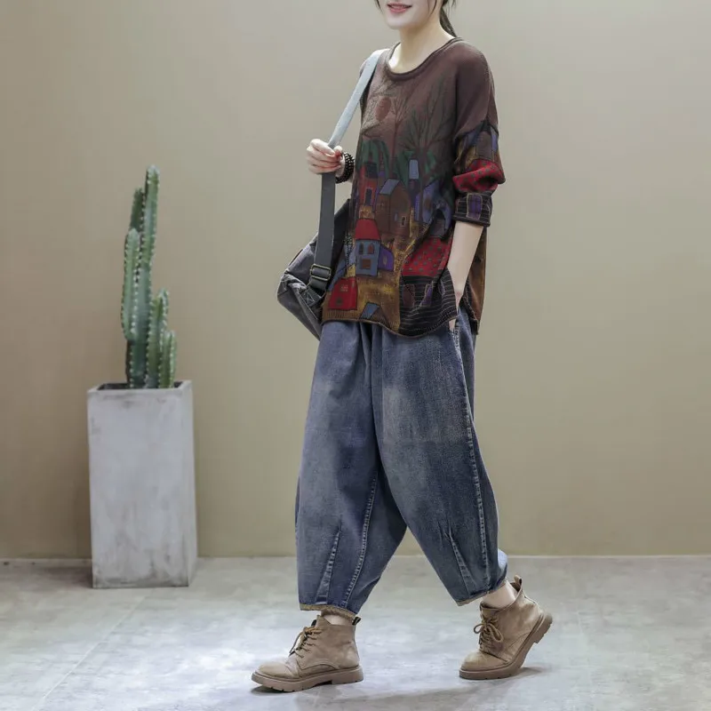 Max LuLu 2020 Korėjos Naujas Mados Laies Derliaus Spausdinti Megztiniai Moterų Atsitiktinis Palaidų Megztų Megztinių Moterų Streetwear Džemperiai
