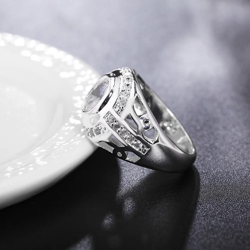 DOTEFFIL 925 Sterling Silver Crystal AAA Cirkonis Klasikinis Žiedas, Moterų Mados Vestuvių Dalyvavimo Šalies Dovanų Žavesio Papuošalai