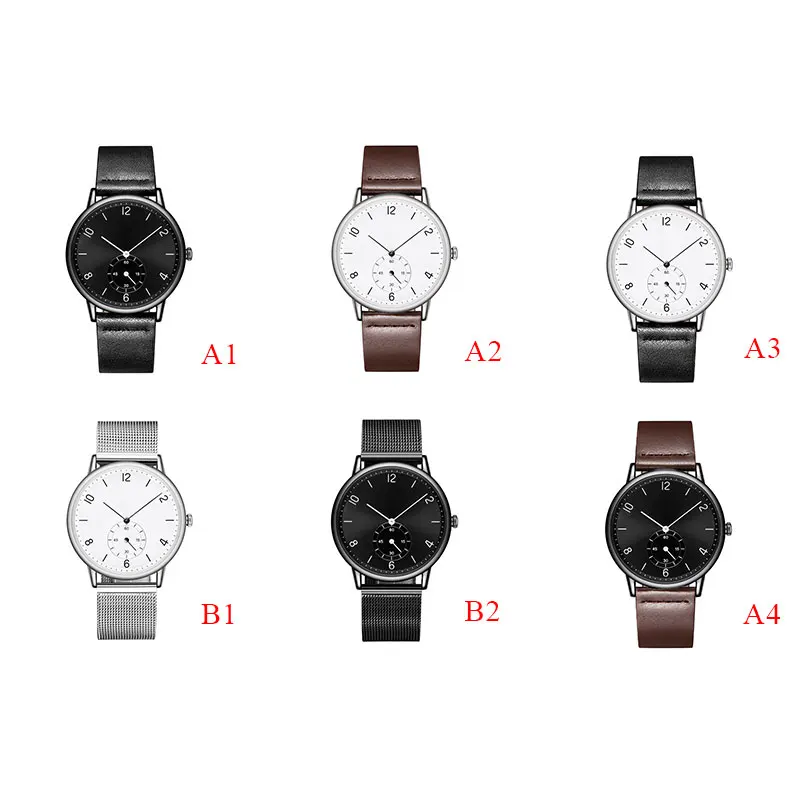 CL031 OEM Prekės Black Watch Dial Pritaikyti Logotipas Vyrų Laikrodžiai, Nerūdijančio Plieno ir Odos Juosta Padaryti Savo Logotipą Žiūrėti
